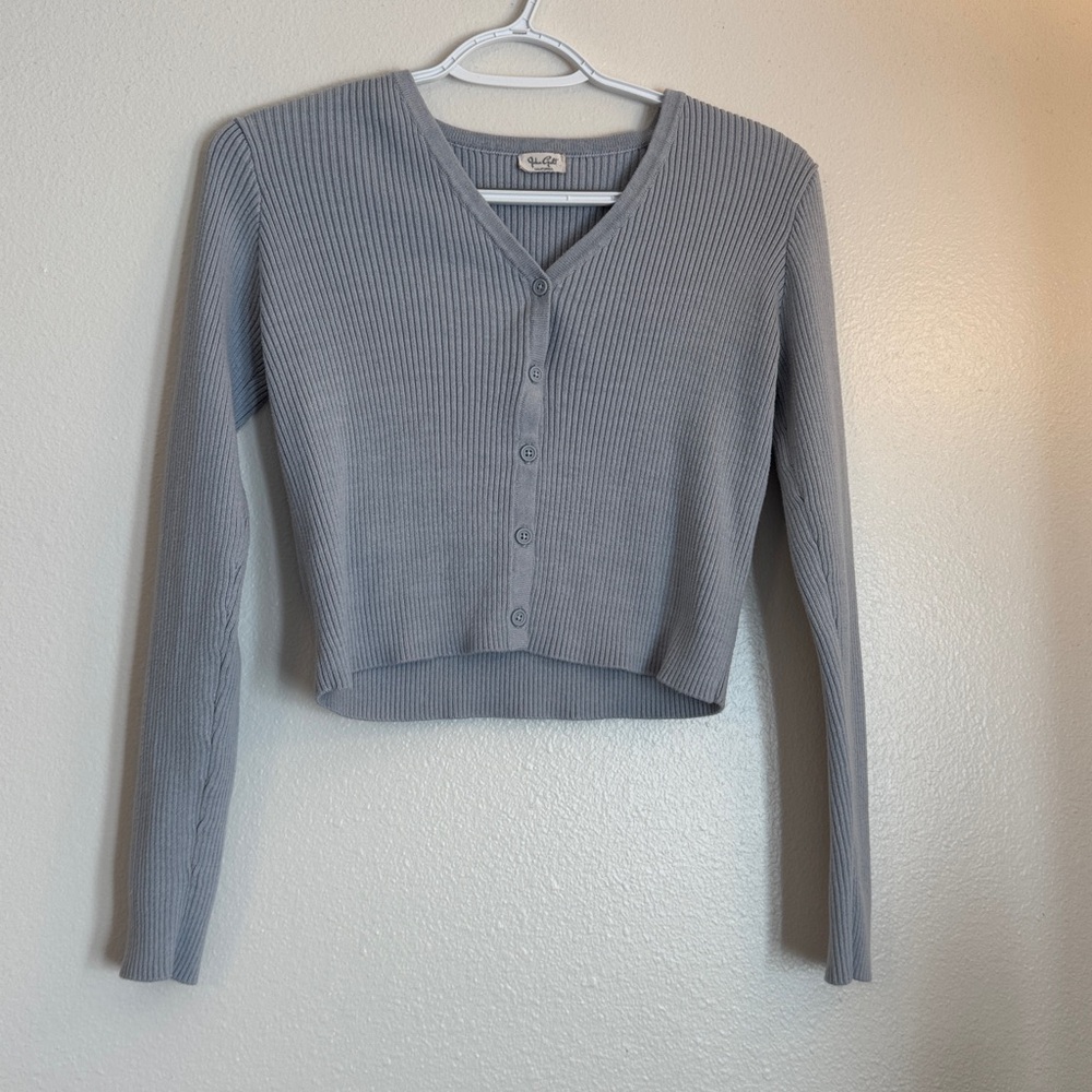 Brandy Melville Gray Ribbed Cardigan